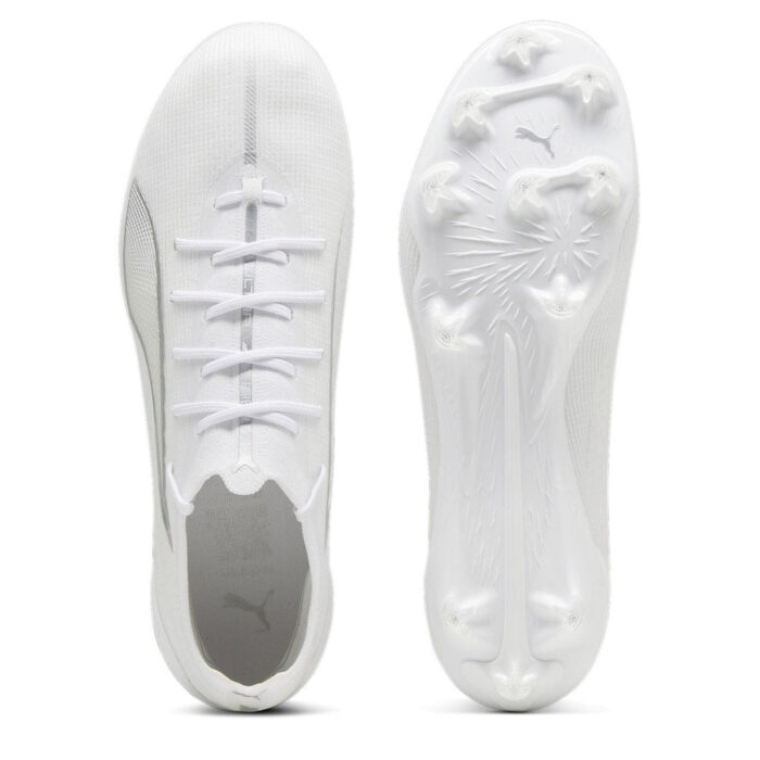 Puma Ultra 5 Firm Ground Football Boots – White/White – view 3