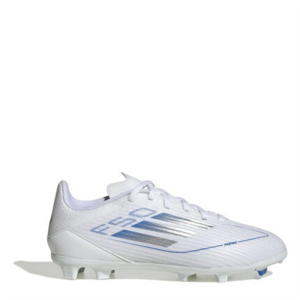 adidas F50 Junior Firm Ground Football Boots – White/Silver