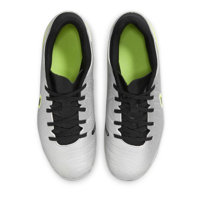 Nike Tiempo Legend 10 Junior Firm Ground Football Boots – Silver/Volt – view 5