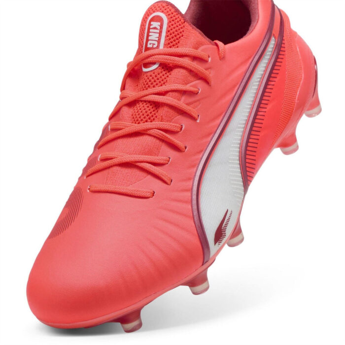 Puma Womens King Firm Ground Football Boots – White-Red Fire – view 6
