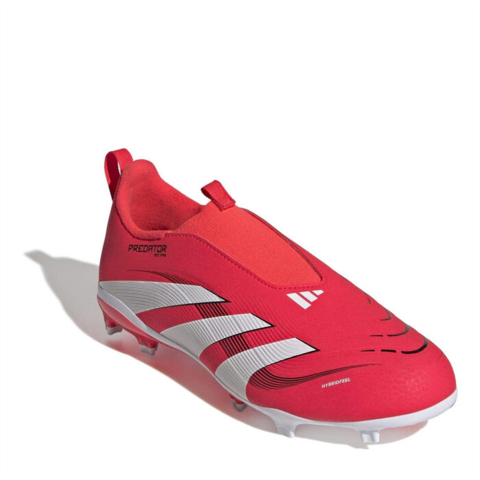 adidas Predator Junior Firm Ground Football Boots – Red/White – view 3