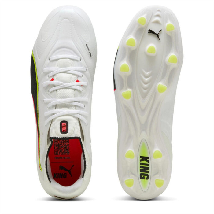 Puma King Firm Ground Football Boots – White-Red – view 3