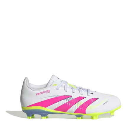 adidas Predator Junior Firm Ground Football Boots – White/Pink