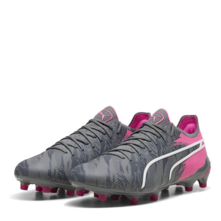 Puma King Firm Ground Football Boots – Grey/Pink