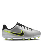 Nike Tiempo Legend 10 Junior Firm Ground Football Boots – Silver/Volt