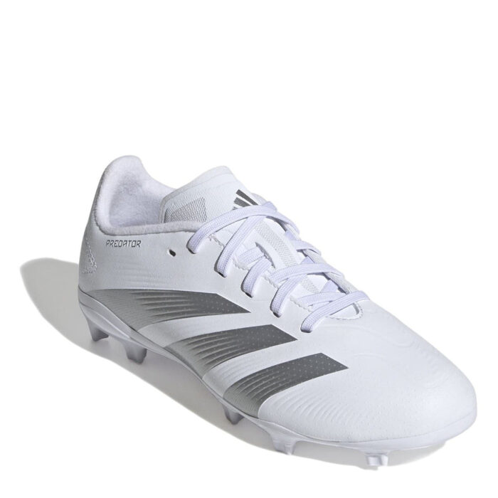 adidas Predator 24 Junior Firm Ground Football Boots – White/Silver – view 3