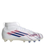 adidas F50 Junior Firm Ground Football Boots – White/Blue/Red