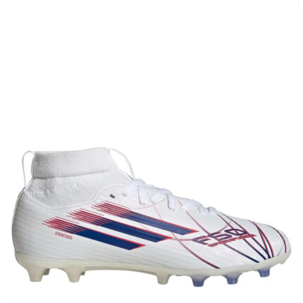 adidas F50 Junior Firm Ground Football Boots – White/Blue/Red
