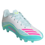adidas F50 Messi Junior Firm Ground Football Boots – Wht/Pink/Blue – view 3