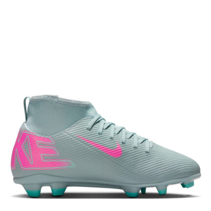 Nike Mercurial Superfly 10 Junior Firm Ground Football Boots – Grey/Pink
