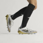 adidas F50 Firm Ground Football Boots – White/Blk/Gold – view 3