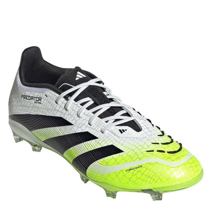 adidas Predator Junior Firm Ground Football Boots – White/Blk/Lemon – view 3