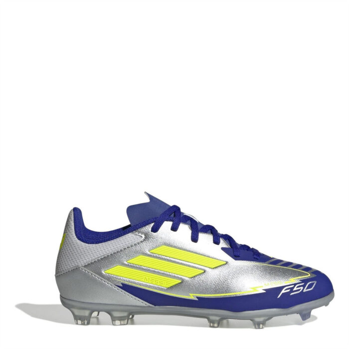 adidas F50 Junior Firm Ground Football Boots – Silver/Blue – view 7
