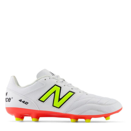 New Balance 442 V2 Team Firm Ground Football Boots – White/Volt