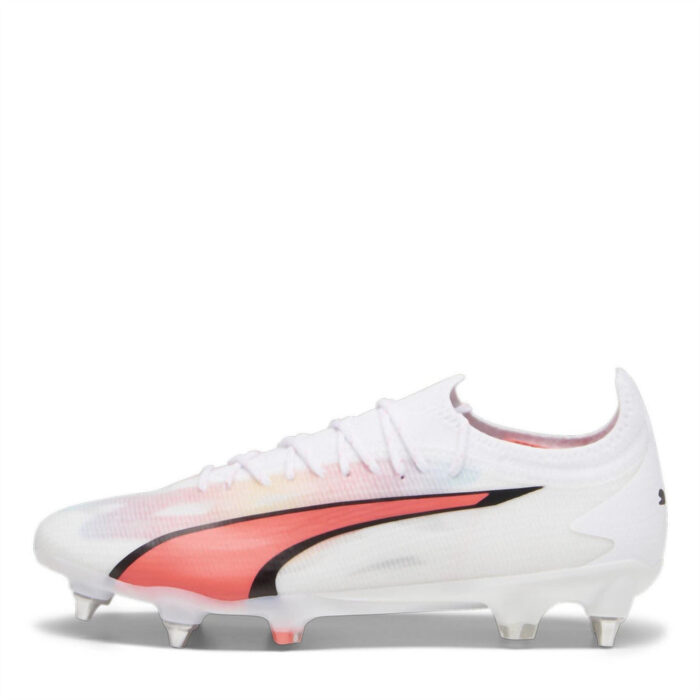 Puma Ultra Ultimates.1 Soft Ground Football Boots – White/Pink – view 2