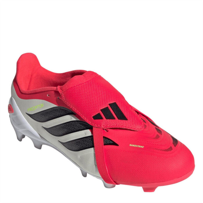 adidas Predator Fold Over Tongue Junior Firm Ground Football Boots – Red/Blk/White – view 3