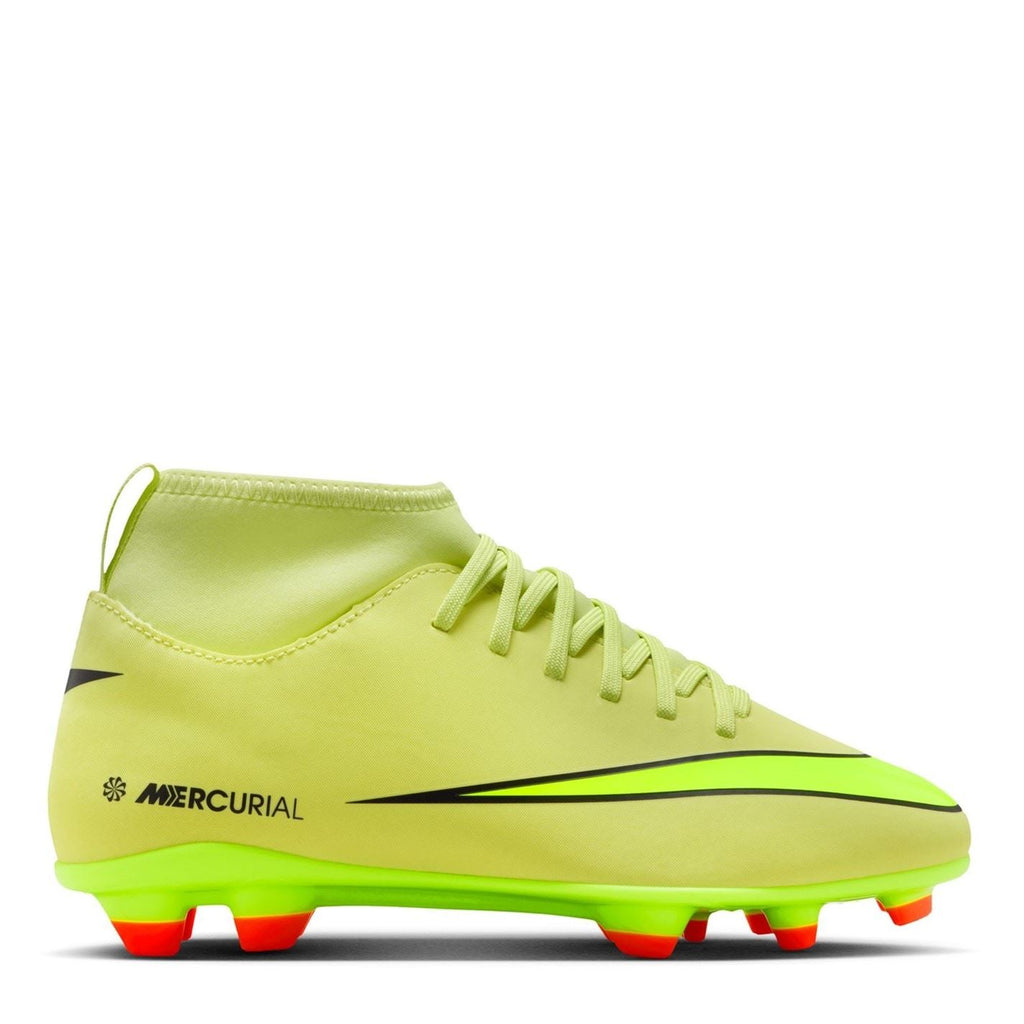Nike Mercurial Superfly 10 Junior Firm Ground Football Boots – Volt/Crimson