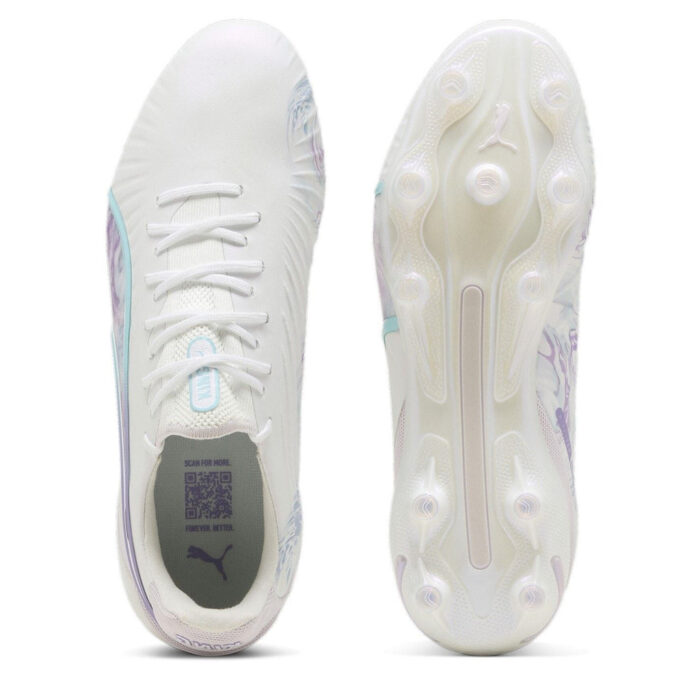 Puma Womens King Firm Ground Football Boots – Wht/Blk/Purple - Image 3