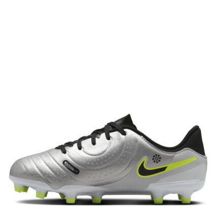 Nike Tiempo Legend 10 Junior Firm Ground Football Boots – Silver/Volt – view 2