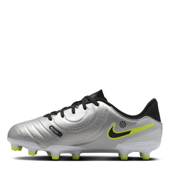 Nike Tiempo Legend 10 Junior Firm Ground Football Boots – Silver/Volt – view 2