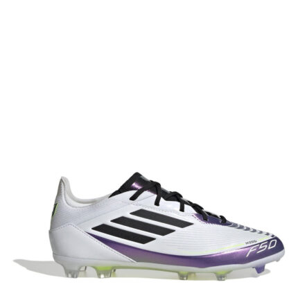adidas F50 Junior Firm Ground Football Boots – White/Purple