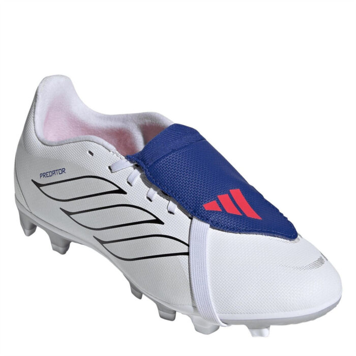 adidas Predator Fold Over Tongue Junior Firm Ground Football Boots – White/Blue – view 3