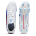 Puma King Firm Ground Football Boots – White/Blue/Grey – view 3