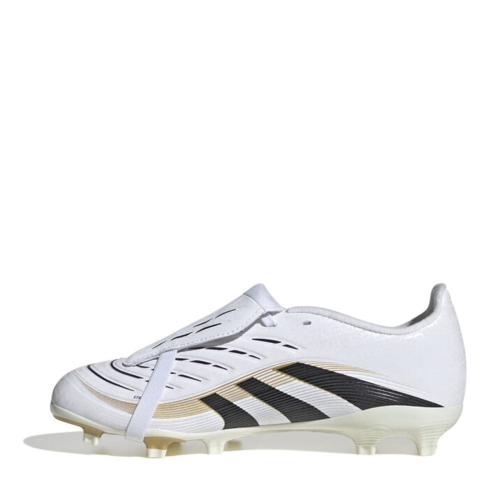 adidas Predator Junior Firm Ground Football Boots – White/Blk/Gold – view 2