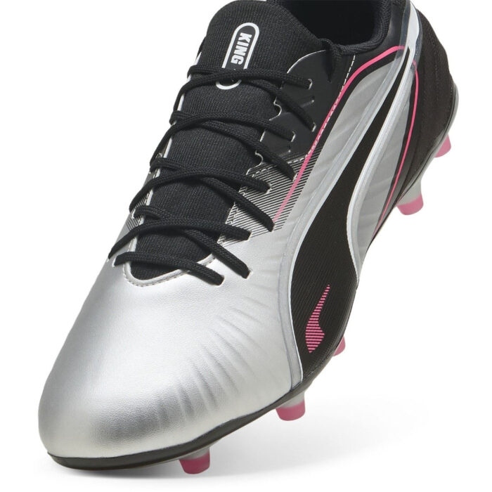 Puma King Firm Ground Football Boots – Silver/Black – view 6