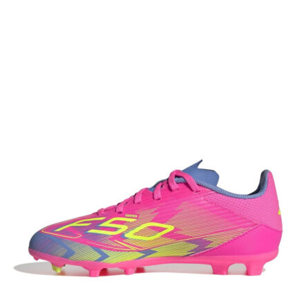 adidas F50 Junior Firm Ground Football Boots – Pink/Yellow – view 2