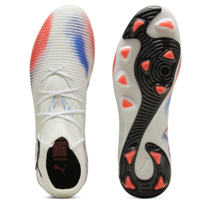 Puma Future 8 Firm Ground Football Boots – White/Black/Red - Image 3