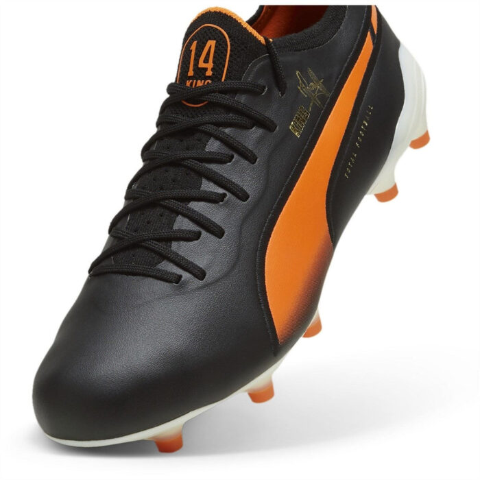 Puma King Firm Ground Football Boots – Blk/Wht/Orange - Image 6