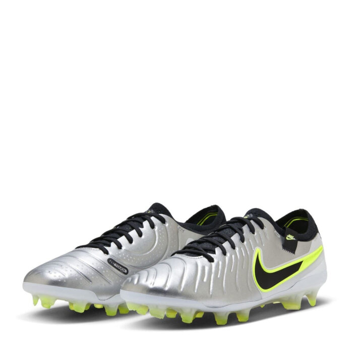 Nike Tiempo Legend 10 Firm Ground Football Boots – Silver/Volt - Image 4
