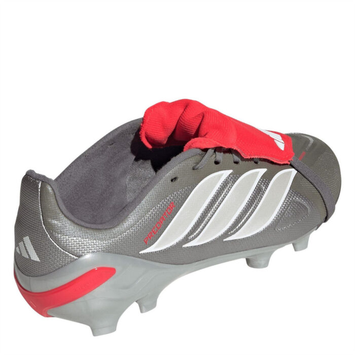 adidas Predator Fold Over Tongue Junior Firm Ground Football Boots – Grey/Red – view 4