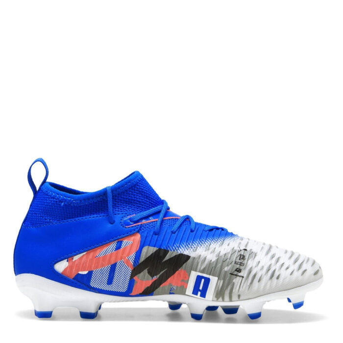 Puma Future 8 Junior Firm Ground Football Boots – White/Blue – view 4
