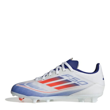 adidas F50 Junior Firm Ground Football Boots – White/Red/Blue – view 2