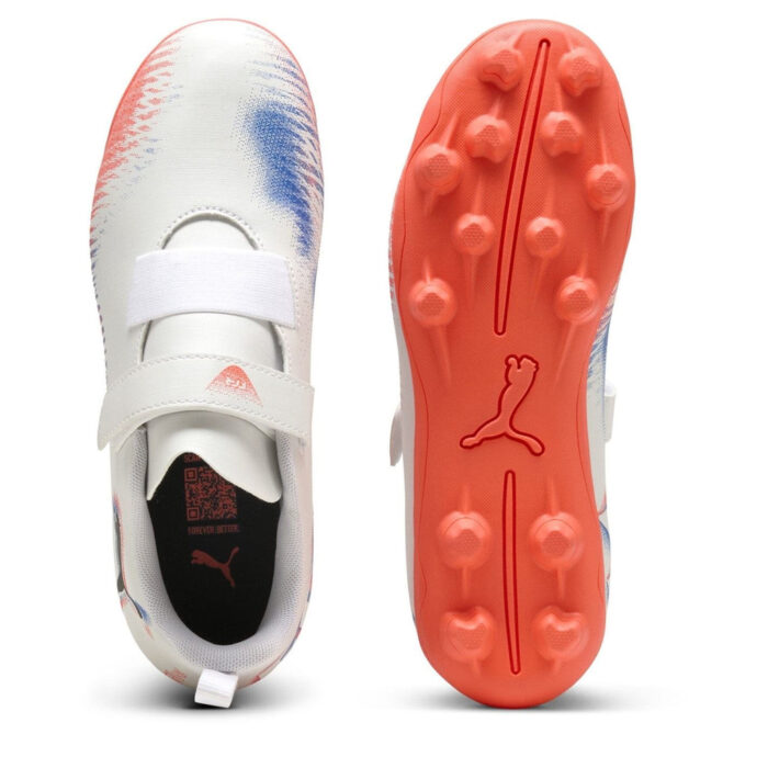 Puma Future 8 Junior Firm Ground Football Boots – White/Black/Red – view 3