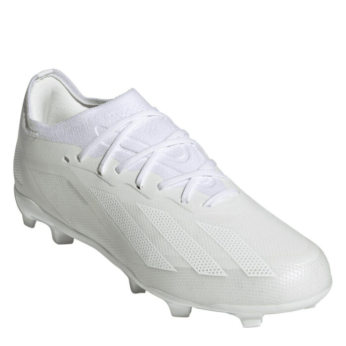 adidas X Crazyfast Junior Firm Ground Football Boots – White/White – view 3
