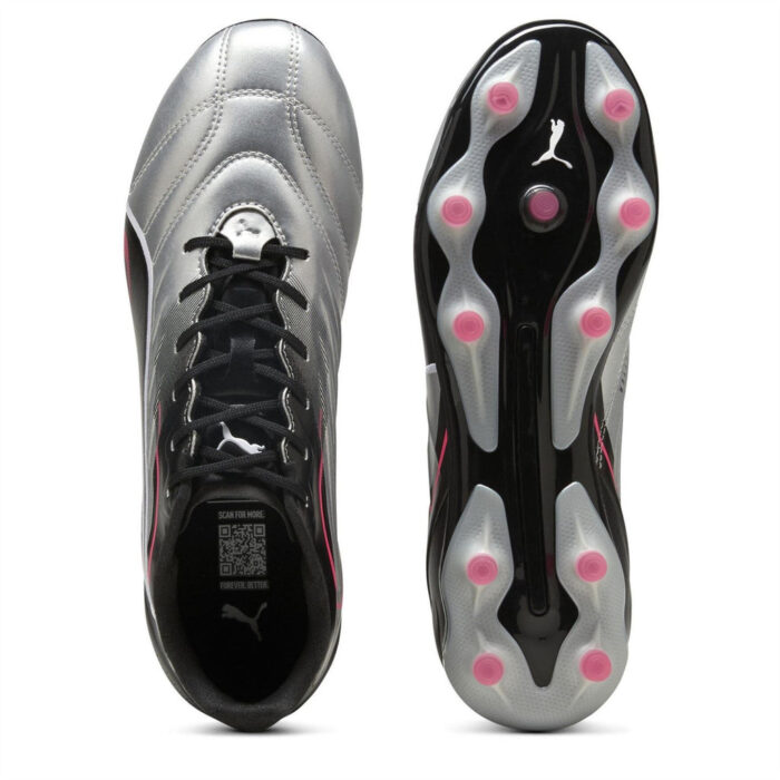 Puma Womens King Firm Ground Football Boots – Silver/Black – view 3