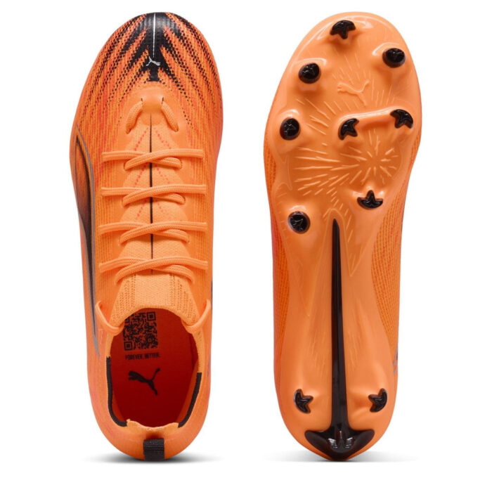 Puma Ultra 5 Junior Firm Ground Football Boots – Orange/Black – view 3