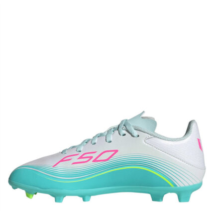 adidas F50 Junior Firm Ground Football Boots – Wht/Pink/Blue – view 2