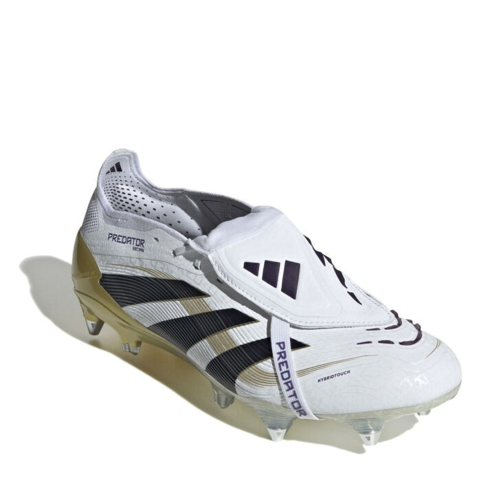 adidas Predator Soft Ground Football Boots – White/Blk/Gold – view 3