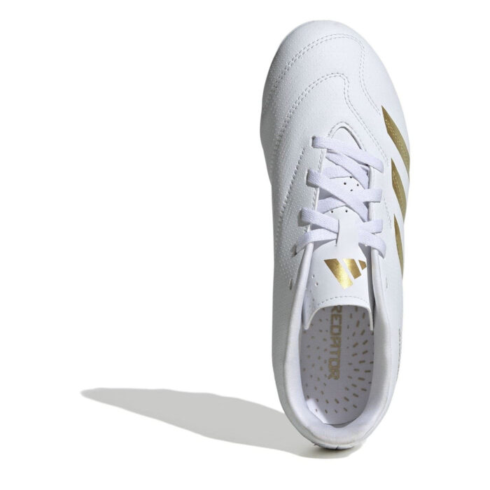 adidas Predator 24 Junior Firm Ground Football Boots – White/Gold/Wht – view 5