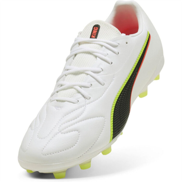 Puma King Firm Ground Football Boots – White-Red – view 6