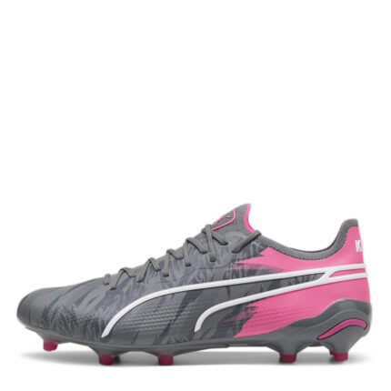 Puma King Firm Ground Football Boots – Grey/Pink – view 2