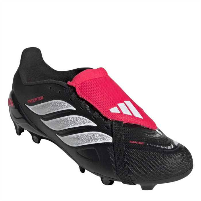 adidas Predator Fold Over Tongue Junior Firm Ground Football Boots – Black/Red – view 3