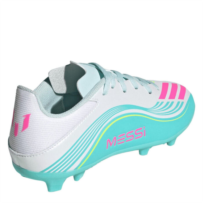 adidas F50 Junior Firm Ground Football Boots – Wht/Pink/Blue - Image 4