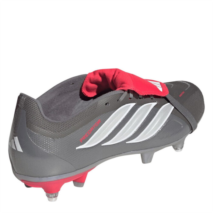 adidas Mens Predator Fold Over Tongue Soft Ground Football Boots – Grey/Red - Image 4