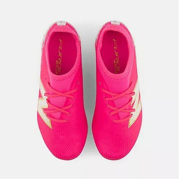 New Balance Junior Firm Ground Football Boots – Pink/White - Image 5