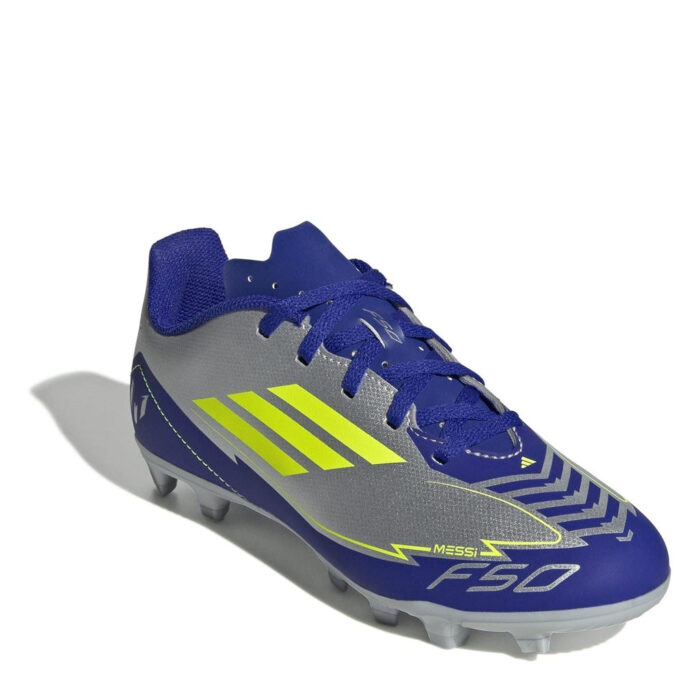 adidas F50 Junior Firm Ground Football Boots – Silver/Blue – view 3
